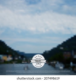 Blurred landscape background. Travel concept. Mobile or web ui element. Web site header.