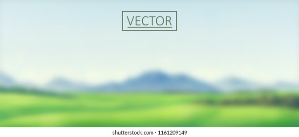 Blurred landscape with forest and mounts. 