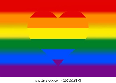 Blurred LGBT Pride Flag. Clear heart on a blurred background. Rainbow symbol of lesbian, gay, bisexual and transgender LGBT people. Vector stock illustration of a sign of love, tolerance and equality.