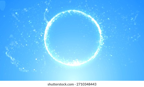 Blurred light blue bokeh  circular frame for your text background. Fresh vibe of winter chill holidays vector backdrop.