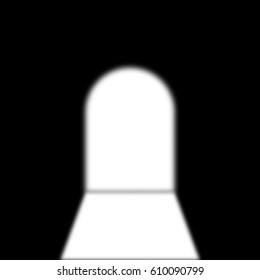 blurred light from the doorway. abstract door. black background. vector illustration.