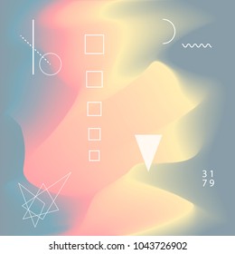 blurred liquid wavy abstract soft colors flow blend gradient background with geometric scientific shapes graphic texture 