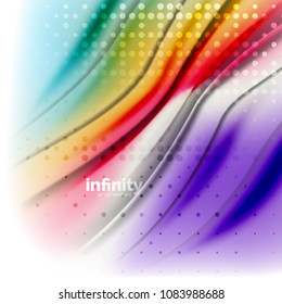 Blurred mixing liquid flowing colors, vector abstract background, web design template for presentation, app wallpaper, banner or poster
