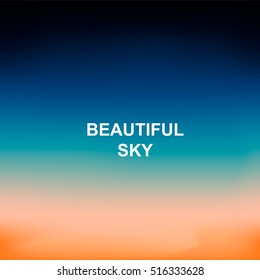 Blurred nature background. Words Beautiful sky in the center of vector illustration.