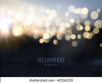 Blurred nature landscape with bokeh lights effect.