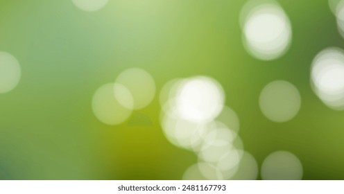 Blurred nature scene with glowing orbs in shades of green. Premium realistic vector background for wallpaper, poster and banner backgrounds.