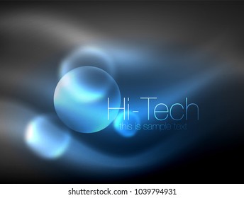 Círculo brillante de neón borroso, plantilla moderna de burbuja de alta tecnología, formas redondeadas de vidrio tecno brillante o esferas. Fondo abstracto geométrico. Ilustración del vector