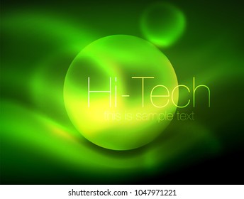 Unscharfer Neonstrahlkreis, modernste High-Tech-Blase-Vorlage, Techno glänzt runde Formen oder Kugeln. Geometrischer abstrakter Hintergrund. Vektorgrafik