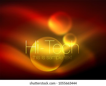 Blurred neon glowing circle, hi-tech modern bubble template, techno glowing glass round shapes or spheres. Geometric abstract background. Vector illustration