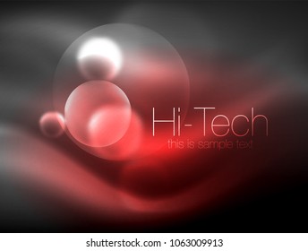 Círculo brillante de neón borroso, plantilla moderna de burbuja de alta tecnología, formas redondeadas de vidrio tecno brillante o esferas. Fondo abstracto geométrico. Ilustración del vector