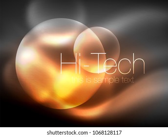 Unscharfer Neonstrahlkreis, modernste High-Tech-Blase-Vorlage, Techno glänzt runde Formen oder Kugeln. Geometrischer abstrakter Hintergrund. Vektorgrafik