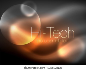 Unscharfer Neonstrahlkreis, modernste High-Tech-Blase-Vorlage, Techno glänzt runde Formen oder Kugeln. Geometrischer abstrakter Hintergrund. Vektorgrafik