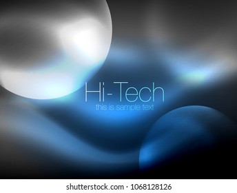 Blurred neon glowing circle, hi-tech modern bubble template, techno glowing glass round shapes or spheres. Geometric abstract background. Vector illustration