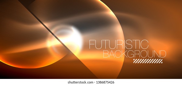 Blurred neon glowing round shapes, abstract circles and lights, vector template