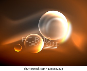 Blurred neon glowing round shapes, abstract circles and lights, vector template