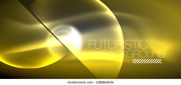 Blurred neon glowing round shapes, abstract circles and lights, vector template