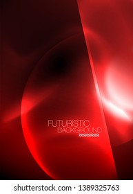 Blurred neon glowing round shapes, abstract circles and lights, vector template