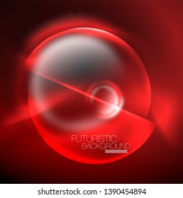Blurred neon glowing round shapes, abstract circles and lights, vector template