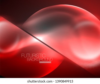 Blurred neon glowing round shapes, abstract circles and lights, vector template