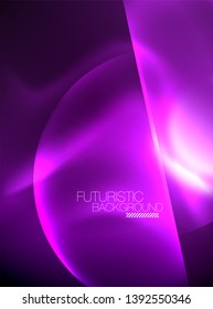 Blurred neon glowing round shapes, abstract circles and lights, vector template