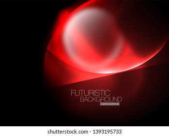 Blurred neon glowing round shapes, abstract circles and lights, vector template