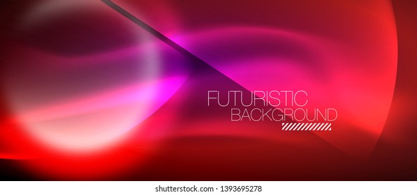 Blurred neon glowing round shapes, abstract circles and lights, vector template