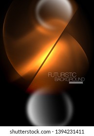 Blurred neon glowing round shapes, abstract circles and lights, vector template