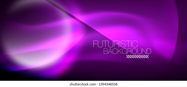 Blurred neon glowing round shapes, abstract circles and lights, vector template