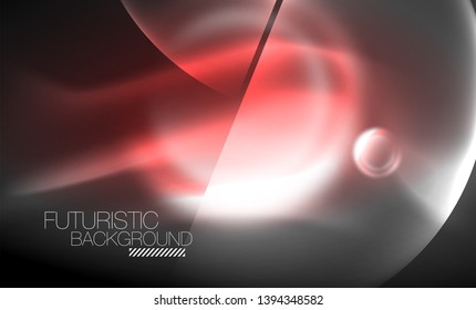 Blurred neon glowing round shapes, abstract circles and lights, vector template