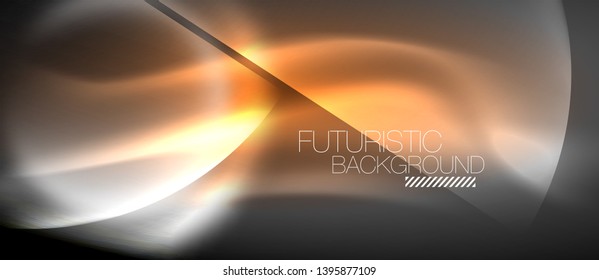 Formas redondeadas de neón borrosas, círculos y luces abstractos, plantilla vectorial