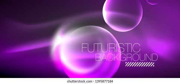 Blurred neon glowing round shapes, abstract circles and lights, vector template