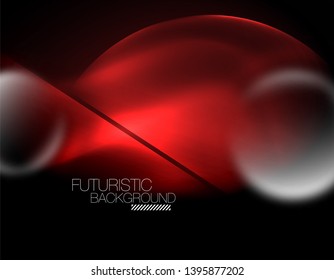 unscharfe Neonleuchten, runde Formen, abstrakte Kreise und Lichter, Vektorgrafik-Vorlage