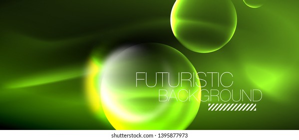 Blurred neon glowing round shapes, abstract circles and lights, vector template