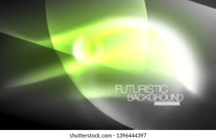 Blurred neon glowing round shapes, abstract circles and lights, vector template