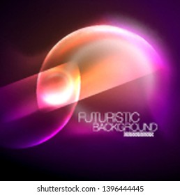 Blurred neon glowing round shapes, abstract circles and lights, vector template