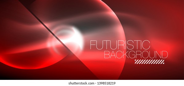 Blurred neon glowing round shapes, abstract circles and lights, vector template