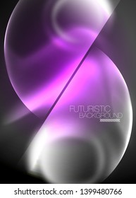 Blurred neon glowing round shapes, abstract circles and lights, vector template