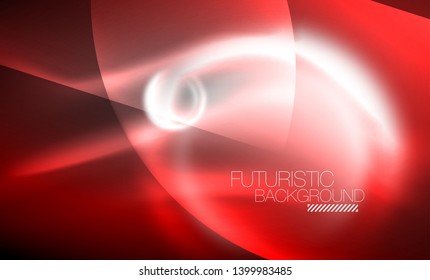 Blurred neon glowing round shapes, abstract circles and lights, vector template