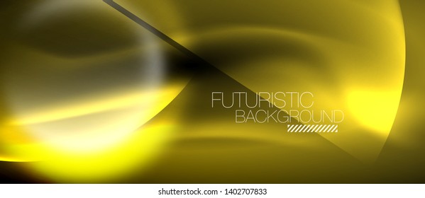 Blurred neon glowing round shapes, abstract circles and lights, vector template