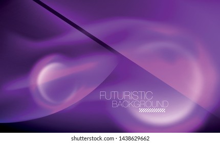 Blurred neon glowing round shapes, abstract circles and lights, vector template