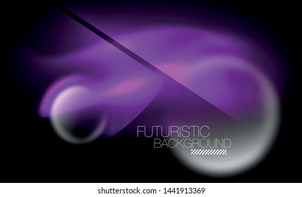 Blurred neon glowing round shapes, abstract circles and lights, vector template