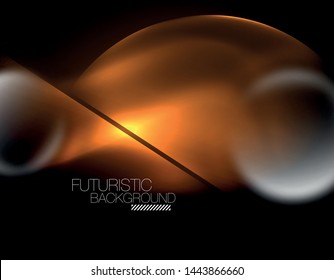 Blurred neon glowing round shapes, abstract circles and lights, vector template