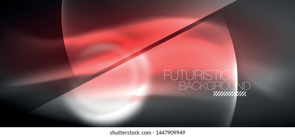 Blurred neon glowing round shapes, abstract circles and lights, vector template