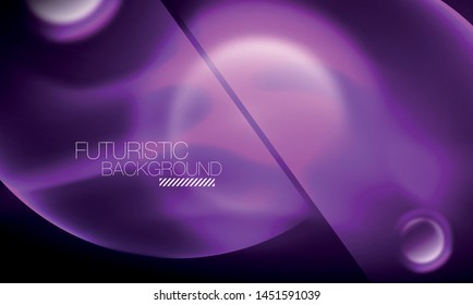 Blurred neon glowing round shapes, abstract circles and lights, vector template
