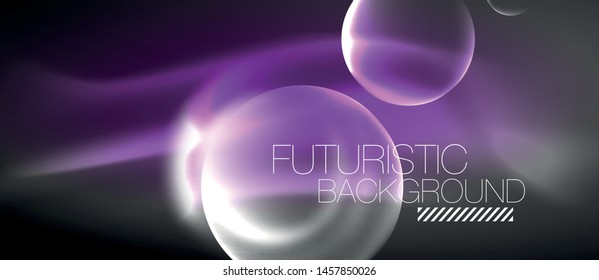 Blurred neon glowing round shapes, abstract circles and lights, vector template