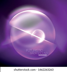 Blurred neon glowing round shapes, abstract circles and lights, vector template