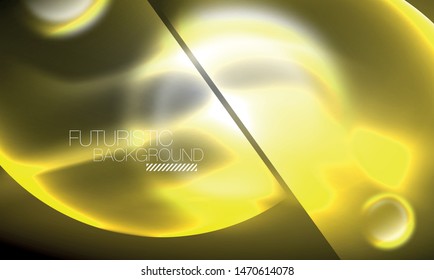 Blurred neon glowing round shapes, abstract circles and lights, vector template