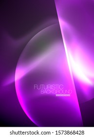 Blurred neon glowing round shapes, abstract circles and lights, vector template