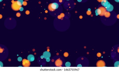Blurred Night Lights Seamless Bokeh Background. Abstract Dark Pattern with Bright Particles. Smooth Urban Space Background. Music Party Bokeh Pattern.