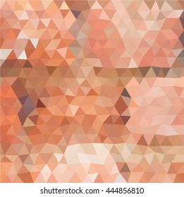 Blurred old brick wall. Orange polygonal pattern, which consist of triangles. Geometric background. Triangular design for your business.